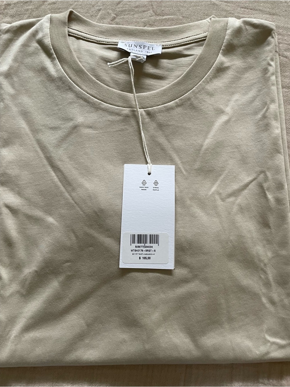 Sunspel Short Sleeve Crew T-Shirt in Sand